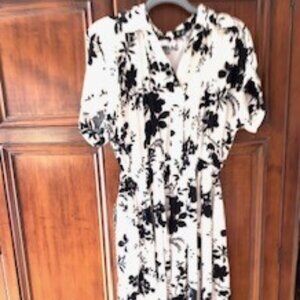 Black & White Floral Midi Dress